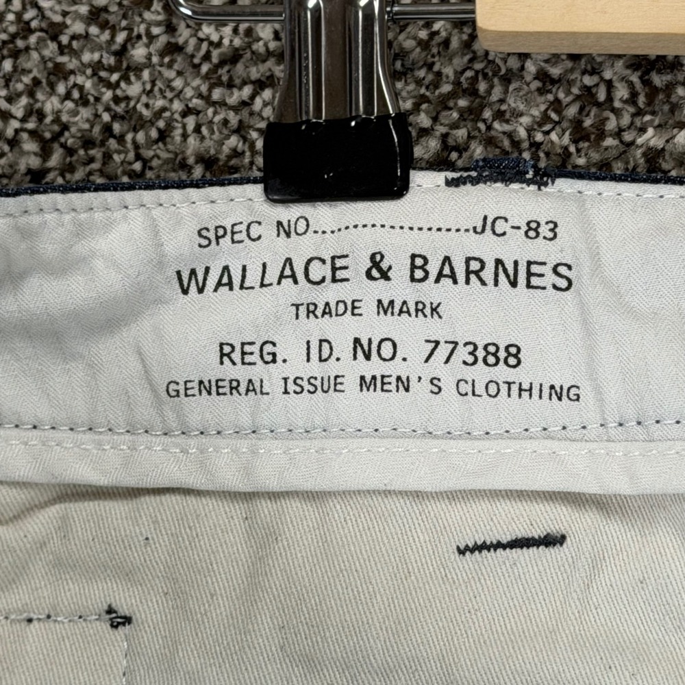 Wallace & Barnes Officer Chino Pants Mens 36/32 (Fits 36/30) Blue Button Fly - Picture 6 of 12